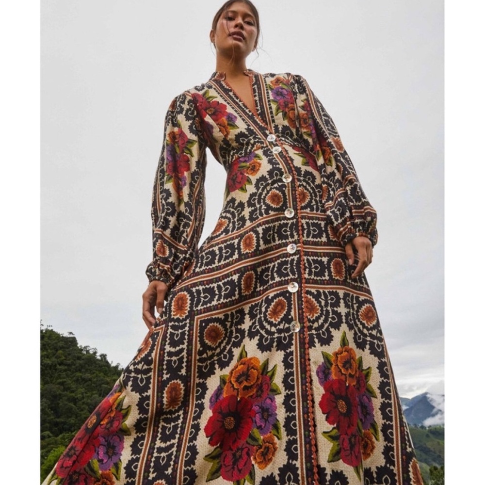 FARM Rio floral tapestry maxi dress